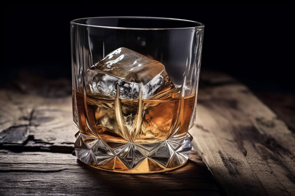 Verre de whisky sur une table rustique